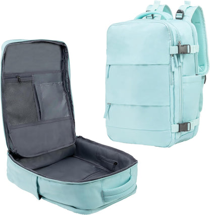 (Not Made In China) Travel Backpack Airline Approved, Carry-On Underseat, Holds 15.6 or 16 Inch Laptop, Personal Item Bag with Shoe Compartment For Men Women, Beige 30l