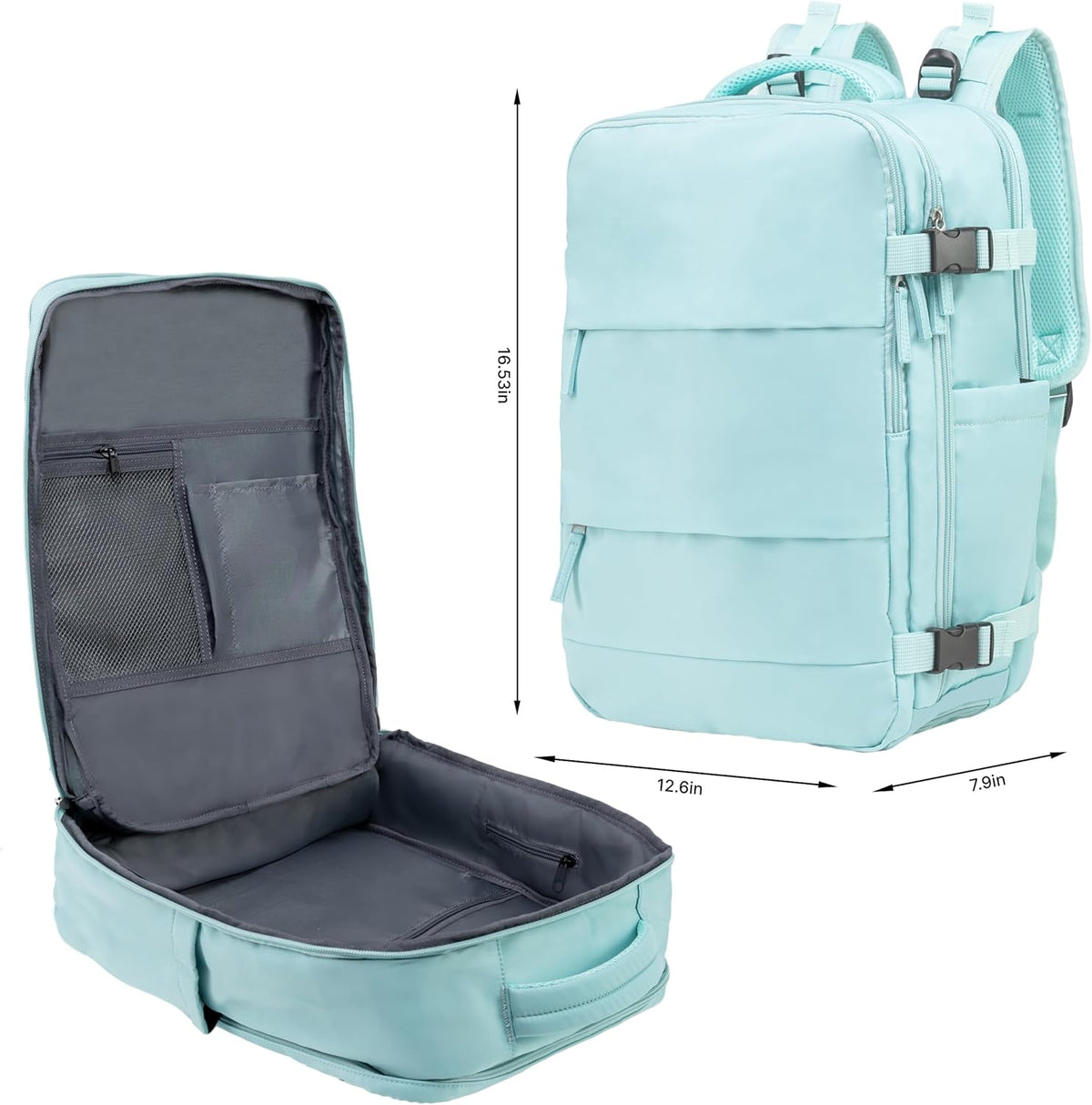 (Not Made In China) Travel Backpack Airline Approved, Carry-On Underseat, Holds 15.6 or 16 Inch Laptop, Personal Item Bag with Shoe Compartment For Men Women, Beige 30l