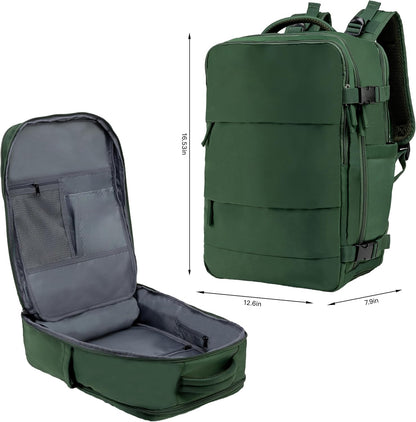 (Not Made In China) Travel Backpack Airline Approved, Carry-On Underseat, Holds 15.6 or 16 Inch Laptop, Personal Item Bag with Shoe Compartment For Men Women, Beige 30l