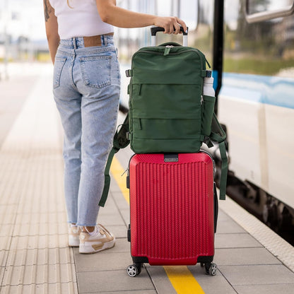 (Not Made In China) Travel Backpack Airline Approved, Carry-On Underseat, Holds 15.6 or 16 Inch Laptop, Personal Item Bag with Shoe Compartment For Men Women, Beige 30l