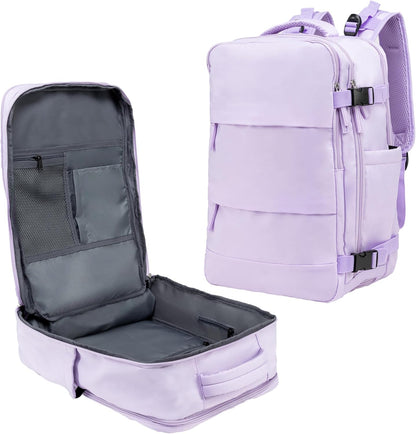 (Not Made In China) Travel Backpack Airline Approved, Carry-On Underseat, Holds 15.6 or 16 Inch Laptop, Personal Item Bag with Shoe Compartment For Men Women, Beige 30l