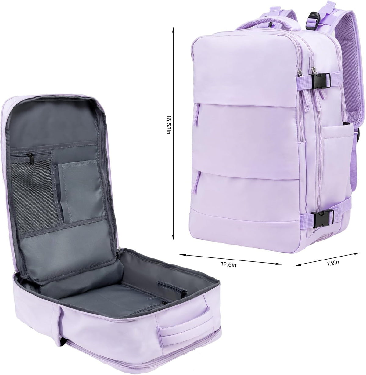 (Not Made In China) Travel Backpack Airline Approved, Carry-On Underseat, Holds 15.6 or 16 Inch Laptop, Personal Item Bag with Shoe Compartment For Men Women, Beige 30l