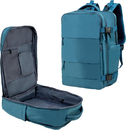 (Not Made In China) Travel Backpack Airline Approved, Carry-On Underseat, Holds 15.6 or 16 Inch Laptop, Personal Item Bag with Shoe Compartment For Men Women, Beige 30l