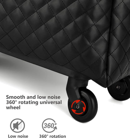 Leather Softside Underseat Carry On Luggage, Expandable Spinner | Rhombus softside finish, sturdy zipper and smooth wheels keep light clothing and work items close on short trips