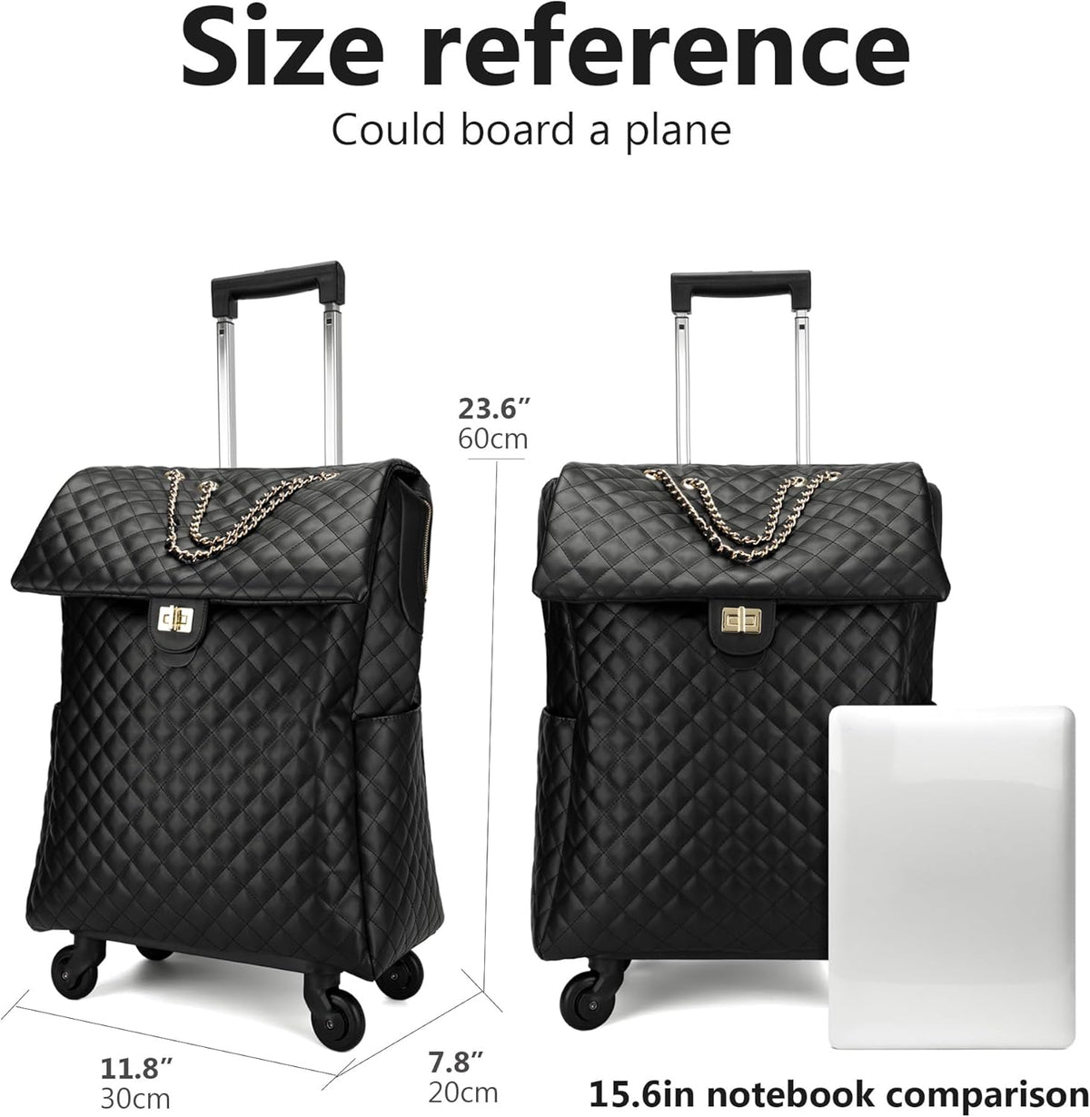 Leather Softside Underseat Carry On Luggage, Expandable Spinner | Rhombus softside finish, sturdy zipper and smooth wheels keep light clothing and work items close on short trips