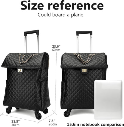 Leather Softside Underseat Carry On Luggage, Expandable Spinner | Rhombus softside finish, sturdy zipper and smooth wheels keep light clothing and work items close on short trips