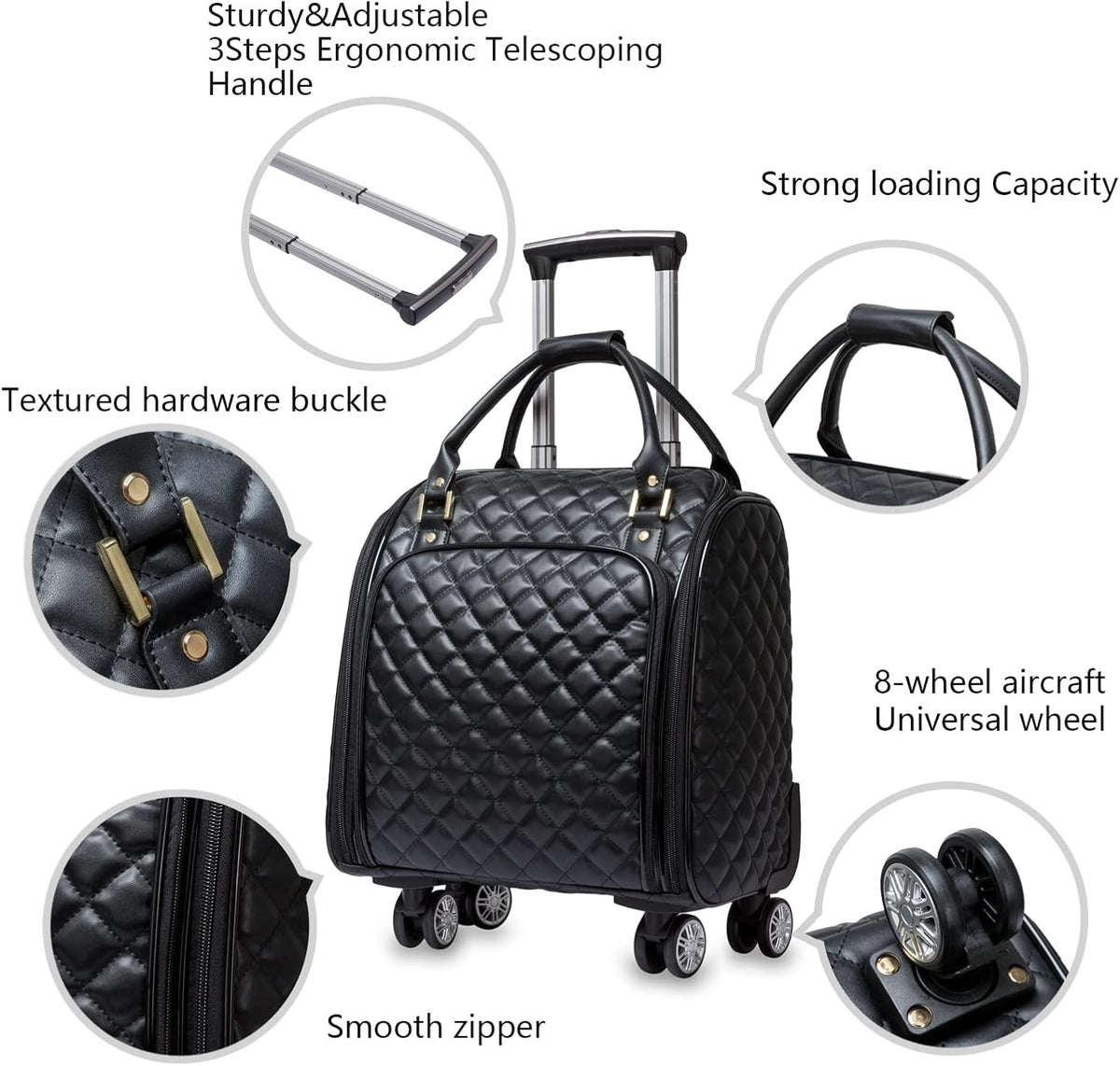 Leather Softside Underseat Carry On Luggage, Expandable Spinner | Rhombus softside finish, sturdy zipper and smooth wheels keep light clothing and work items close on short trips