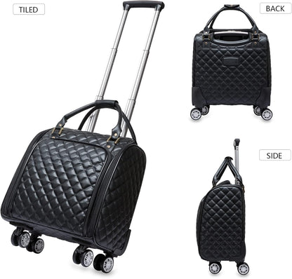 Leather Softside Underseat Carry On Luggage, Expandable Spinner | Rhombus softside finish, sturdy zipper and smooth wheels keep light clothing and work items close on short trips