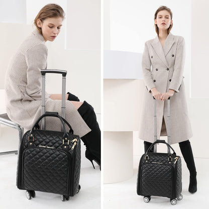 Leather Softside Underseat Carry On Luggage, Expandable Spinner | Rhombus softside finish, sturdy zipper and smooth wheels keep light clothing and work items close on short trips