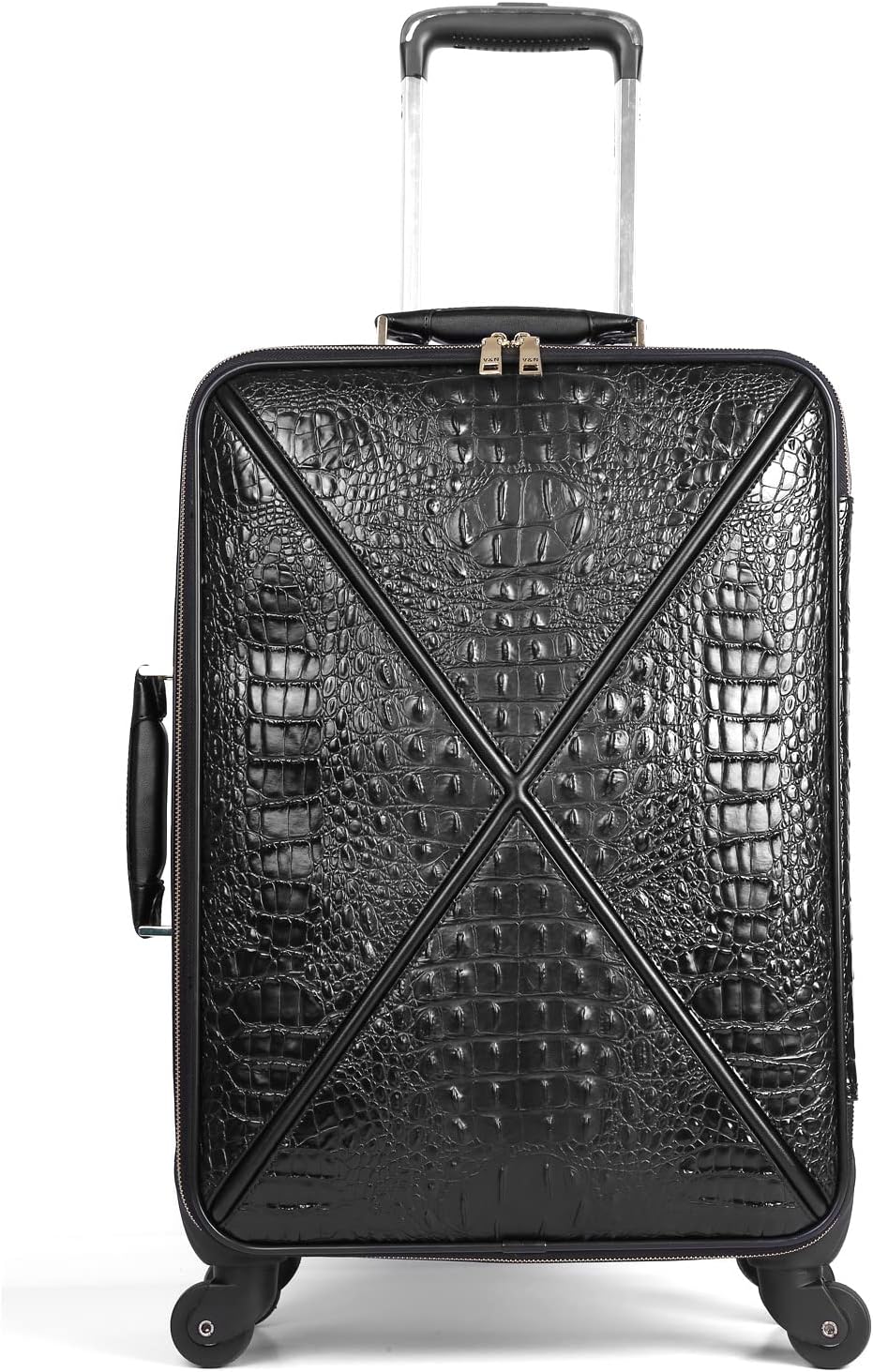 Leather Softside Underseat Carry On Luggage, Expandable Spinner | Rhombus softside finish, sturdy zipper and smooth wheels keep light clothing and work items close on short trips