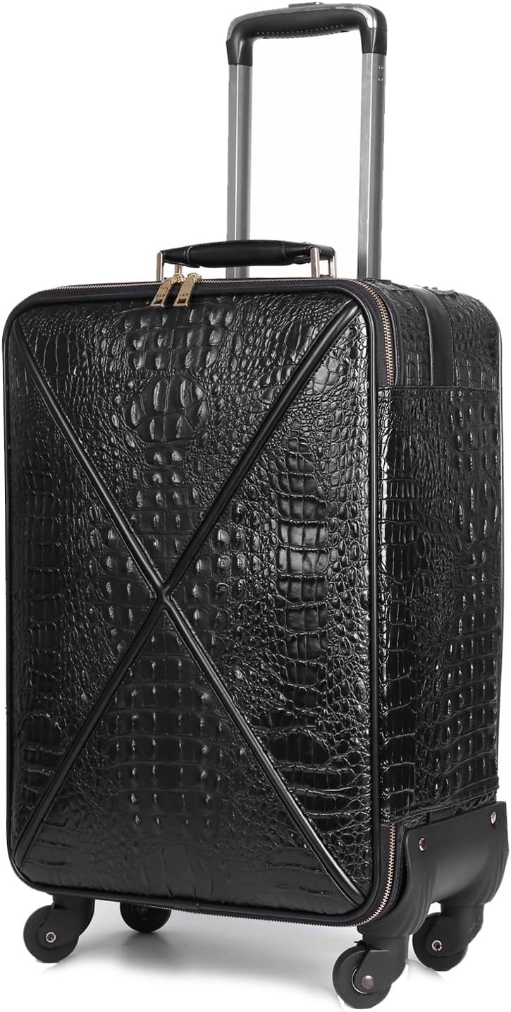 Leather Softside Underseat Carry On Luggage, Expandable Spinner | Rhombus softside finish, sturdy zipper and smooth wheels keep light clothing and work items close on short trips