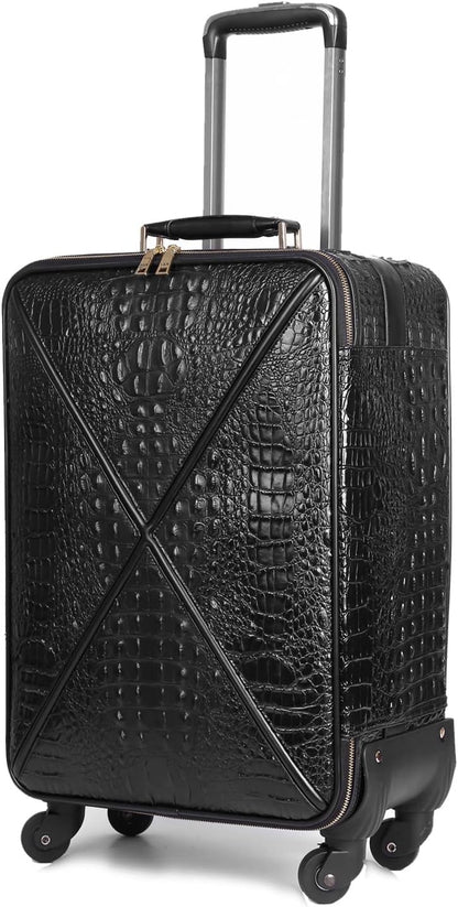 Leather Softside Underseat Carry On Luggage, Expandable Spinner | Rhombus softside finish, sturdy zipper and smooth wheels keep light clothing and work items close on short trips