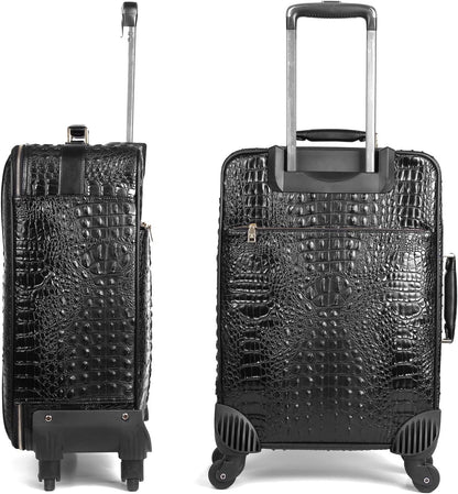 Leather Softside Underseat Carry On Luggage, Expandable Spinner | Rhombus softside finish, sturdy zipper and smooth wheels keep light clothing and work items close on short trips