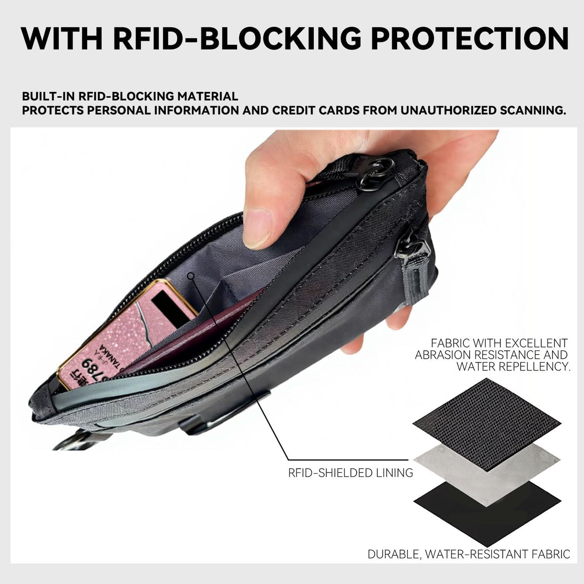 RFID Blocking Passport Holder Neck Wallet, Slim Waterproof Travel Organizer with Phone Pocket, Card & Boarding Pass Storage