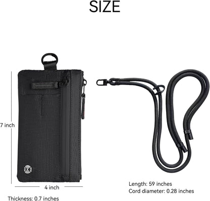 RFID Blocking Passport Holder Neck Wallet, Slim Waterproof Travel Organizer with Phone Pocket, Card & Boarding Pass Storage