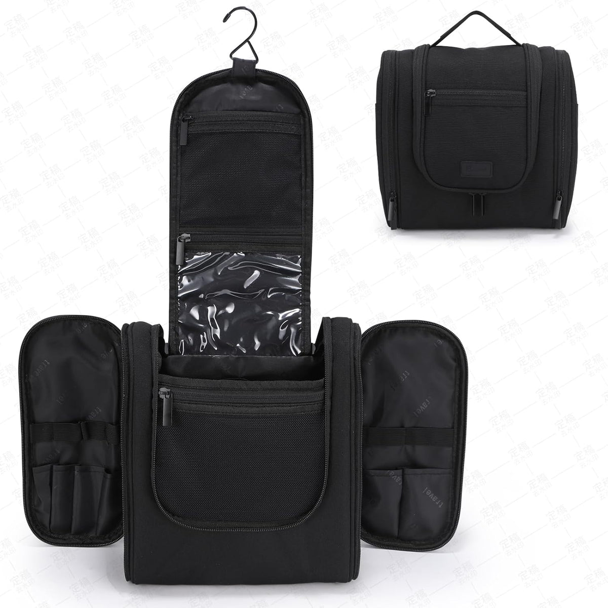Hanging Toiletry bag & Makeup Bag for Travel, Water-Resistant Organizer Toiletries Bag with Separate Compartments, Travel Essentials Kit (Gray)