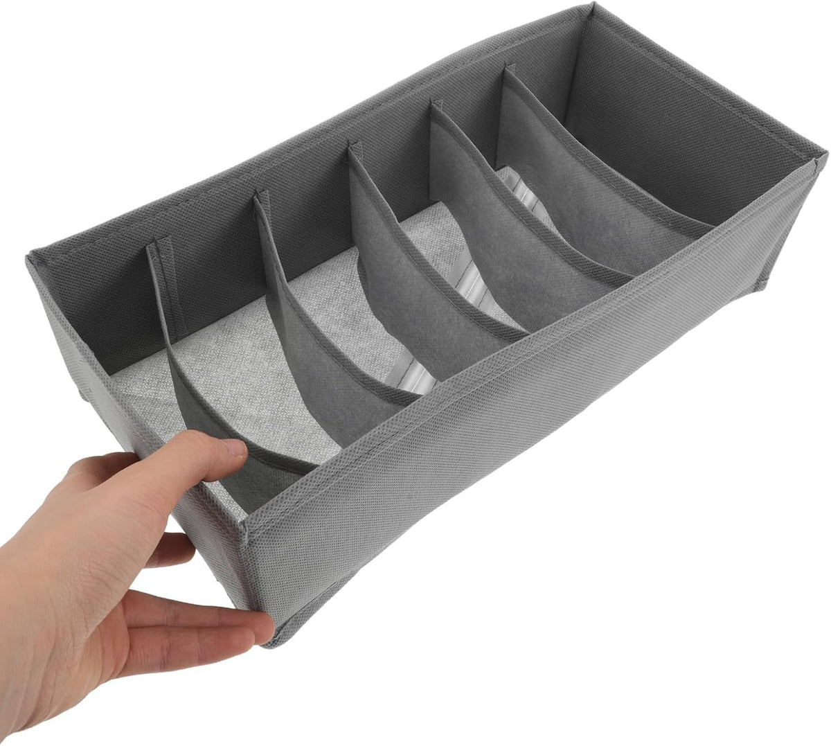 3pcs Foldable Fabric Underwear Drawer Organizer Boxes with 6 Compartments Each, Collapsible Clothing Storage Bins for Socks, Belts, and Ties, for Bedroom and Closet Organization