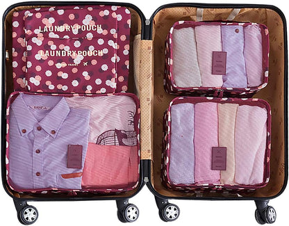 7 Set Packing Cubes with Shoe Bag - Travel Carry On Luggage Organizer