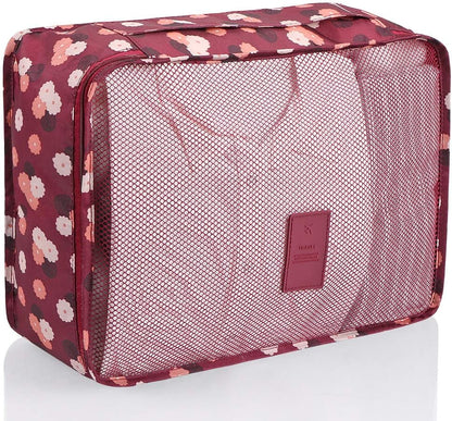 7 Set Packing Cubes with Shoe Bag - Travel Carry On Luggage Organizer