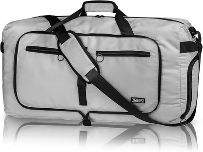 65L Duffle Bag with Shoes Compartment, Foldable Travel Duffel Bags for Men Women, Large Packable Travel Bag Water Repellent & Tear Resistant (Black)