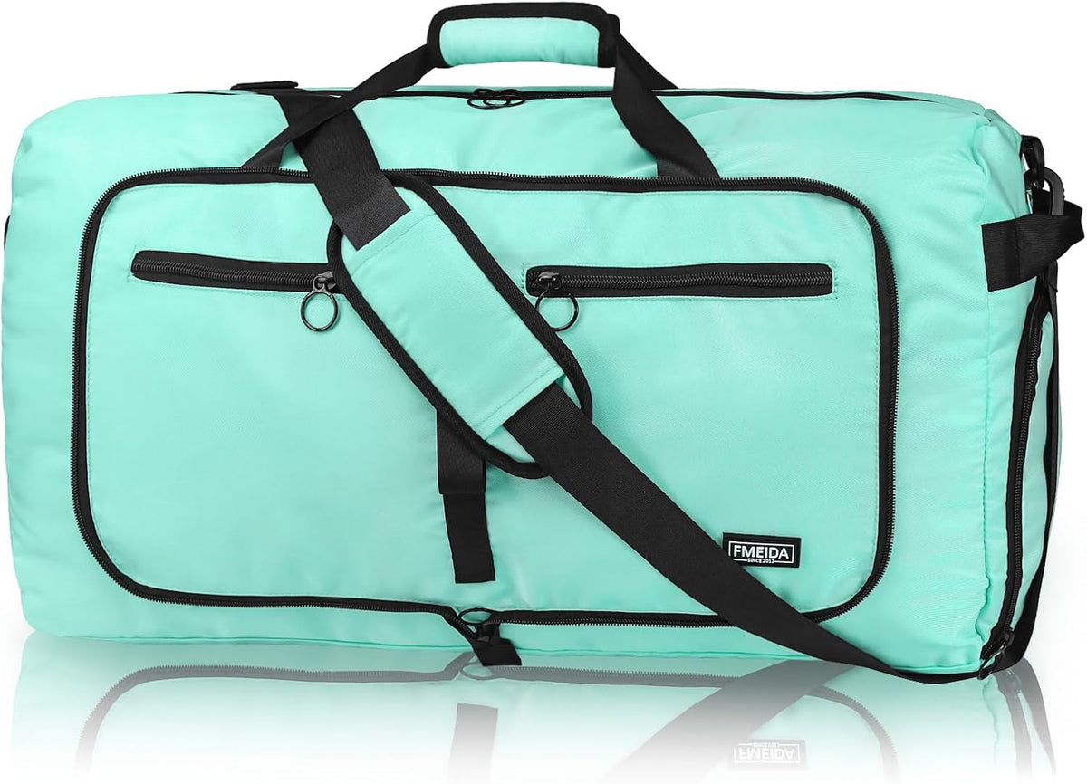65L Duffle Bag with Shoes Compartment, Foldable Travel Duffel Bags for Men Women, Large Packable Travel Bag Water Repellent & Tear Resistant (Black)