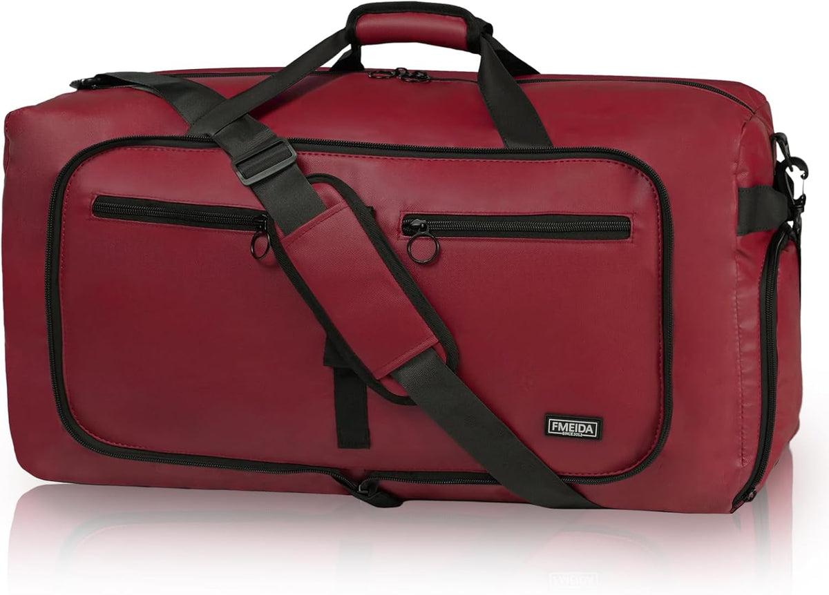 65L Duffle Bag with Shoes Compartment, Foldable Travel Duffel Bags for Men Women, Large Packable Travel Bag Water Repellent & Tear Resistant (Black)