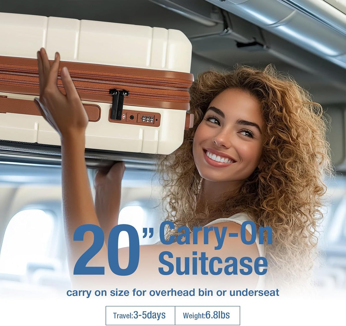 Carry On Luggage 22x14x9 Airline Approved,Hardshell Carry On Suitcase with Tsa Lock,Small Suitcases with Wheels,Travel Luggage for Men Women,Expandable Carry-On 20 Inch,Beige