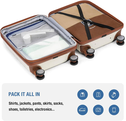 Carry On Luggage 22x14x9 Airline Approved,Hardshell Carry On Suitcase with Tsa Lock,Small Suitcases with Wheels,Travel Luggage for Men Women,Expandable Carry-On 20 Inch,Beige