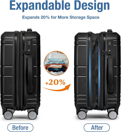 Carry On Luggage 22x14x9 Airline Approved,Hardshell Carry On Suitcase with Tsa Lock,Small Suitcases with Wheels,Travel Luggage for Men Women,Expandable Carry-On 20 Inch,Beige