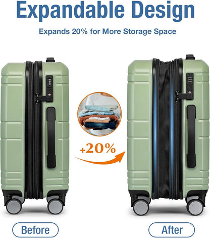 Carry On Luggage 22x14x9 Airline Approved,Hardshell Carry On Suitcase with Tsa Lock,Small Suitcases with Wheels,Travel Luggage for Men Women,Expandable Carry-On 20 Inch,Beige