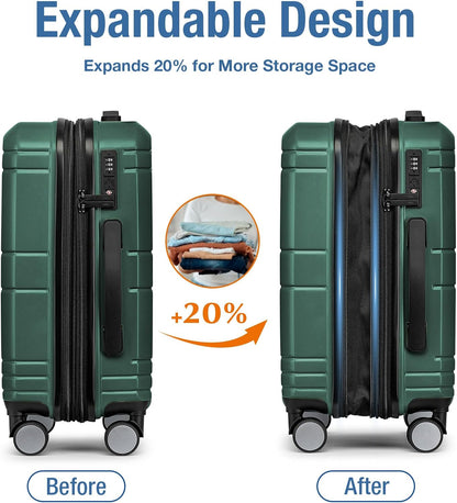 Carry On Luggage 22x14x9 Airline Approved,Hardshell Carry On Suitcase with Tsa Lock,Small Suitcases with Wheels,Travel Luggage for Men Women,Expandable Carry-On 20 Inch,Beige
