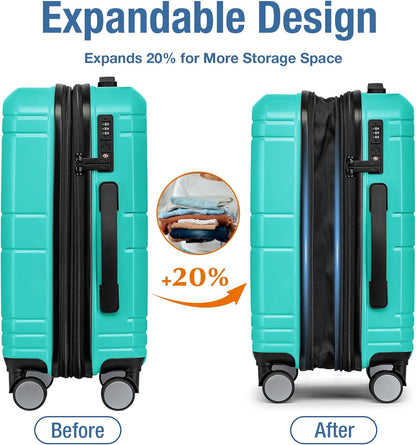 Carry On Luggage 22x14x9 Airline Approved,Hardshell Carry On Suitcase with Tsa Lock,Small Suitcases with Wheels,Travel Luggage for Men Women,Expandable Carry-On 20 Inch,Beige
