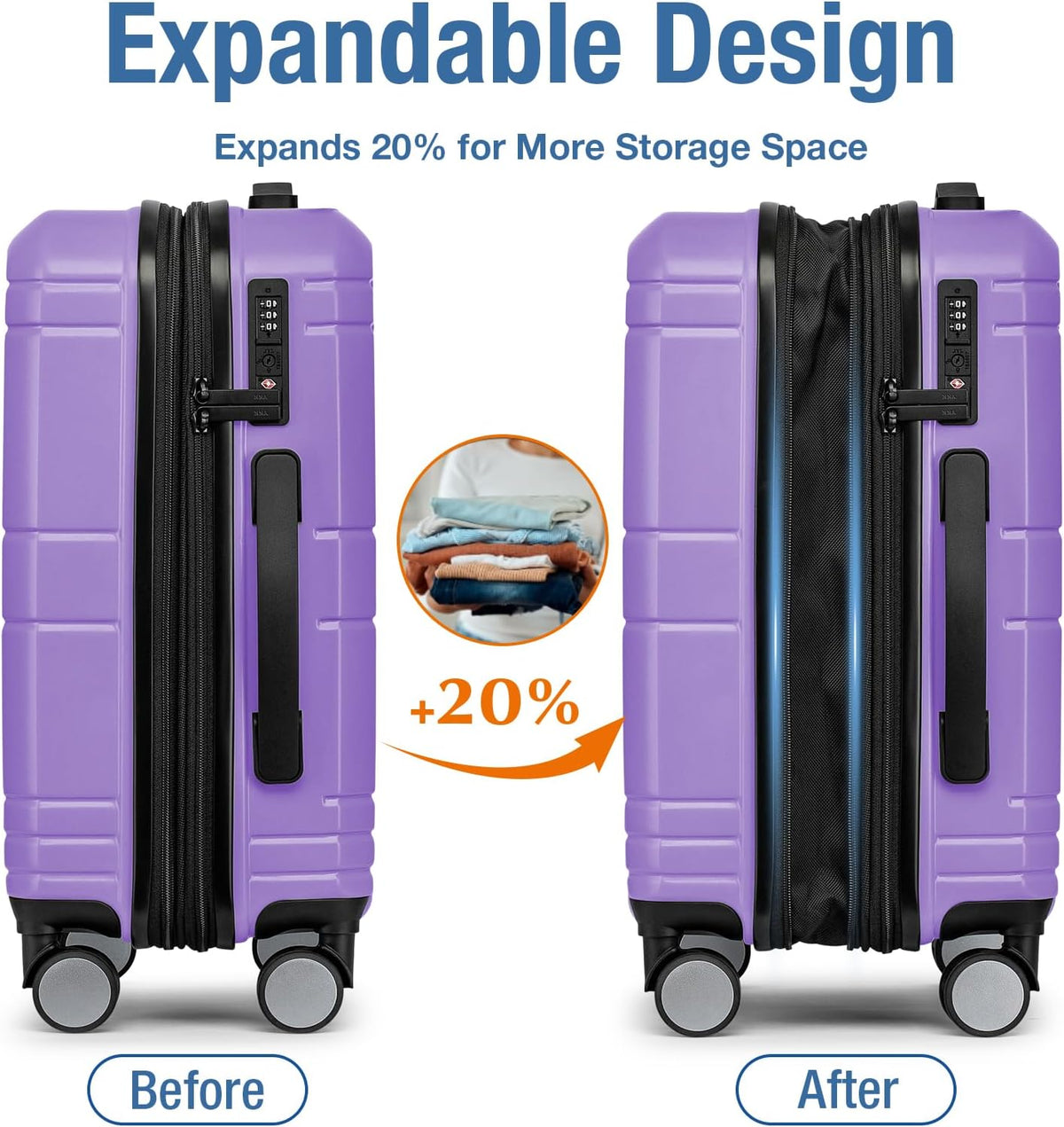 Carry On Luggage 22x14x9 Airline Approved,Hardshell Carry On Suitcase with Tsa Lock,Small Suitcases with Wheels,Travel Luggage for Men Women,Expandable Carry-On 20 Inch,Beige