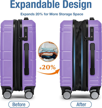 Carry On Luggage 22x14x9 Airline Approved,Hardshell Carry On Suitcase with Tsa Lock,Small Suitcases with Wheels,Travel Luggage for Men Women,Expandable Carry-On 20 Inch,Beige