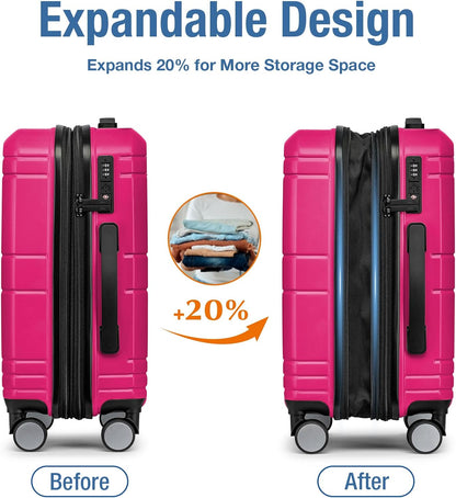 Carry On Luggage 22x14x9 Airline Approved,Hardshell Carry On Suitcase with Tsa Lock,Small Suitcases with Wheels,Travel Luggage for Men Women,Expandable Carry-On 20 Inch,Beige