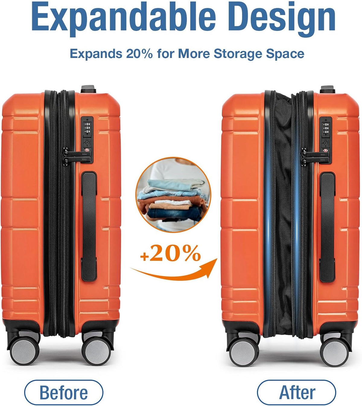 Carry On Luggage 22x14x9 Airline Approved,Hardshell Carry On Suitcase with Tsa Lock,Small Suitcases with Wheels,Travel Luggage for Men Women,Expandable Carry-On 20 Inch,Beige