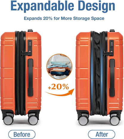 Carry On Luggage 22x14x9 Airline Approved,Hardshell Carry On Suitcase with Tsa Lock,Small Suitcases with Wheels,Travel Luggage for Men Women,Expandable Carry-On 20 Inch,Beige