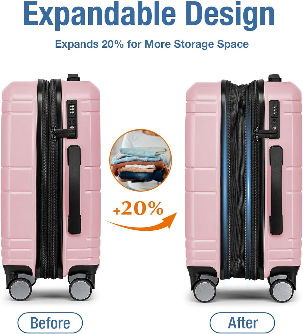 Carry On Luggage 22x14x9 Airline Approved,Hardshell Carry On Suitcase with Tsa Lock,Small Suitcases with Wheels,Travel Luggage for Men Women,Expandable Carry-On 20 Inch,Beige