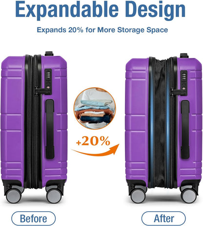 Carry On Luggage 22x14x9 Airline Approved,Hardshell Carry On Suitcase with Tsa Lock,Small Suitcases with Wheels,Travel Luggage for Men Women,Expandable Carry-On 20 Inch,Beige