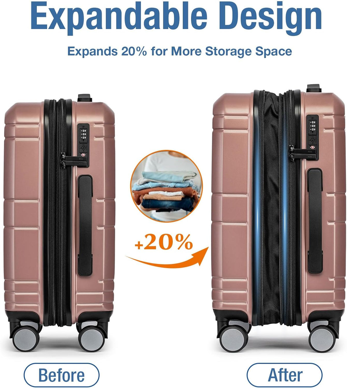 Carry On Luggage 22x14x9 Airline Approved,Hardshell Carry On Suitcase with Tsa Lock,Small Suitcases with Wheels,Travel Luggage for Men Women,Expandable Carry-On 20 Inch,Beige
