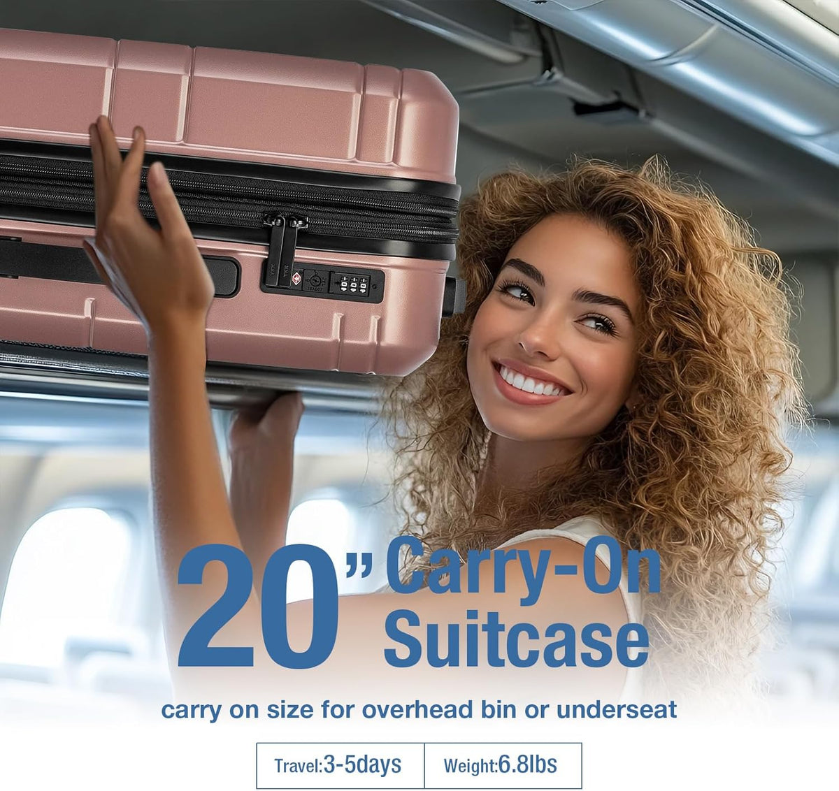 Carry On Luggage 22x14x9 Airline Approved,Hardshell Carry On Suitcase with Tsa Lock,Small Suitcases with Wheels,Travel Luggage for Men Women,Expandable Carry-On 20 Inch,Beige