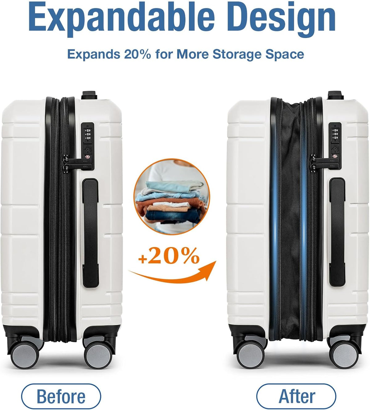 Carry On Luggage 22x14x9 Airline Approved,Hardshell Carry On Suitcase with Tsa Lock,Small Suitcases with Wheels,Travel Luggage for Men Women,Expandable Carry-On 20 Inch,Beige
