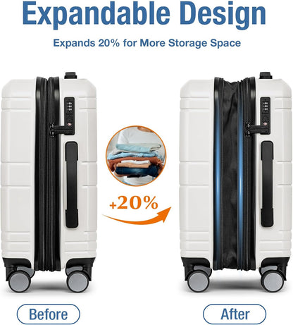 Carry On Luggage 22x14x9 Airline Approved,Hardshell Carry On Suitcase with Tsa Lock,Small Suitcases with Wheels,Travel Luggage for Men Women,Expandable Carry-On 20 Inch,Beige