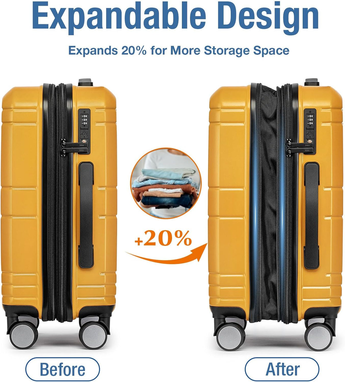 Carry On Luggage 22x14x9 Airline Approved,Hardshell Carry On Suitcase with Tsa Lock,Small Suitcases with Wheels,Travel Luggage for Men Women,Expandable Carry-On 20 Inch,Beige