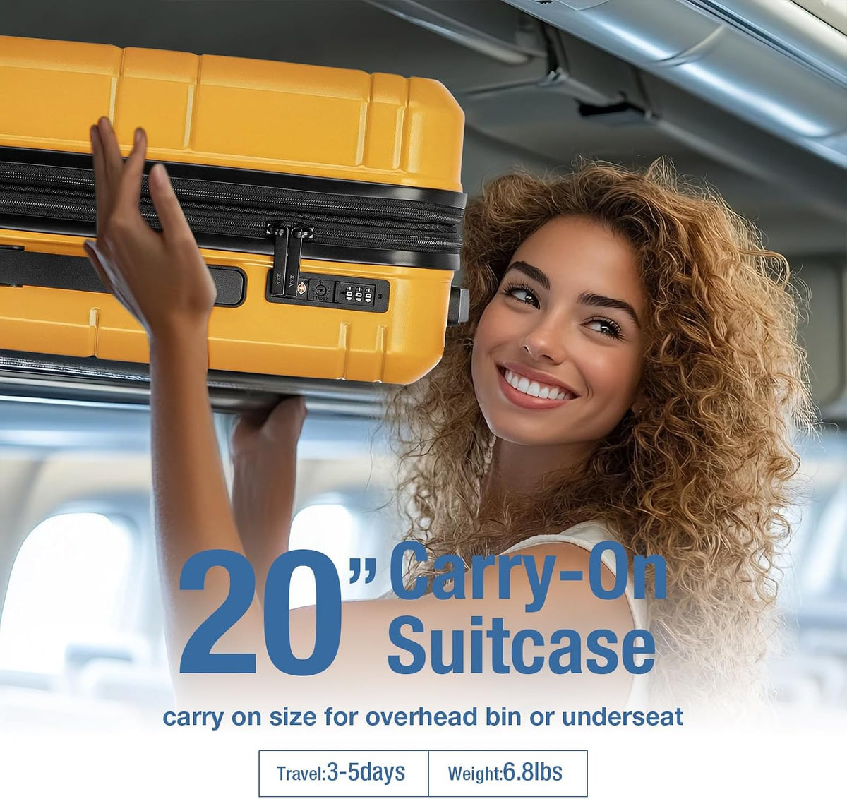 Carry On Luggage 22x14x9 Airline Approved,Hardshell Carry On Suitcase with Tsa Lock,Small Suitcases with Wheels,Travel Luggage for Men Women,Expandable Carry-On 20 Inch,Beige