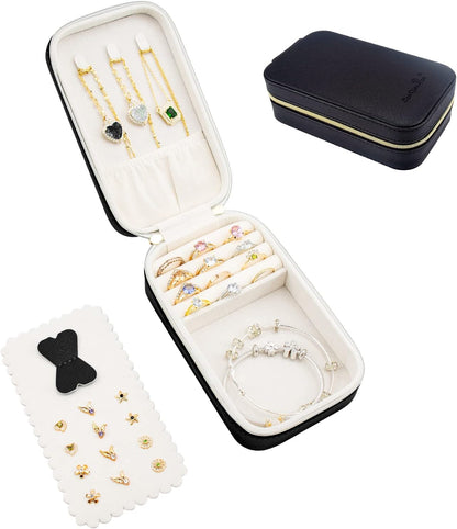 Small Travel Jewelry Organizers Box for Women with PU Leather Portable | Mini Jewelry Case with Compartments for Necklace Rings Earrings,Luxury Giftable Boxes Gifts