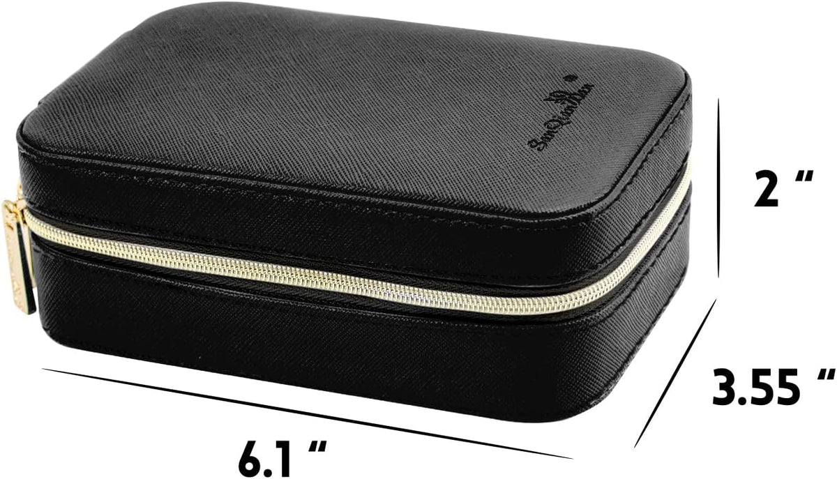 Small Travel Jewelry Organizers Box for Women with PU Leather Portable | Mini Jewelry Case with Compartments for Necklace Rings Earrings,Luxury Giftable Boxes Gifts