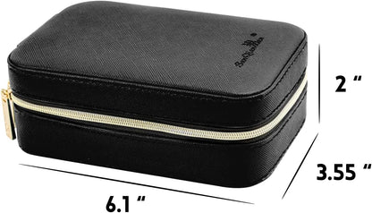 Small Travel Jewelry Organizers Box for Women with PU Leather Portable | Mini Jewelry Case with Compartments for Necklace Rings Earrings,Luxury Giftable Boxes Gifts