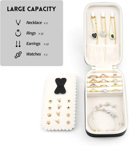 Small Travel Jewelry Organizers Box for Women with PU Leather Portable | Mini Jewelry Case with Compartments for Necklace Rings Earrings,Luxury Giftable Boxes Gifts