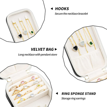 Small Travel Jewelry Organizers Box for Women with PU Leather Portable | Mini Jewelry Case with Compartments for Necklace Rings Earrings,Luxury Giftable Boxes Gifts